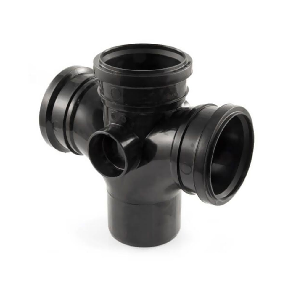 110mm 92.5 degree double branch soil pipe fitting black UPVC