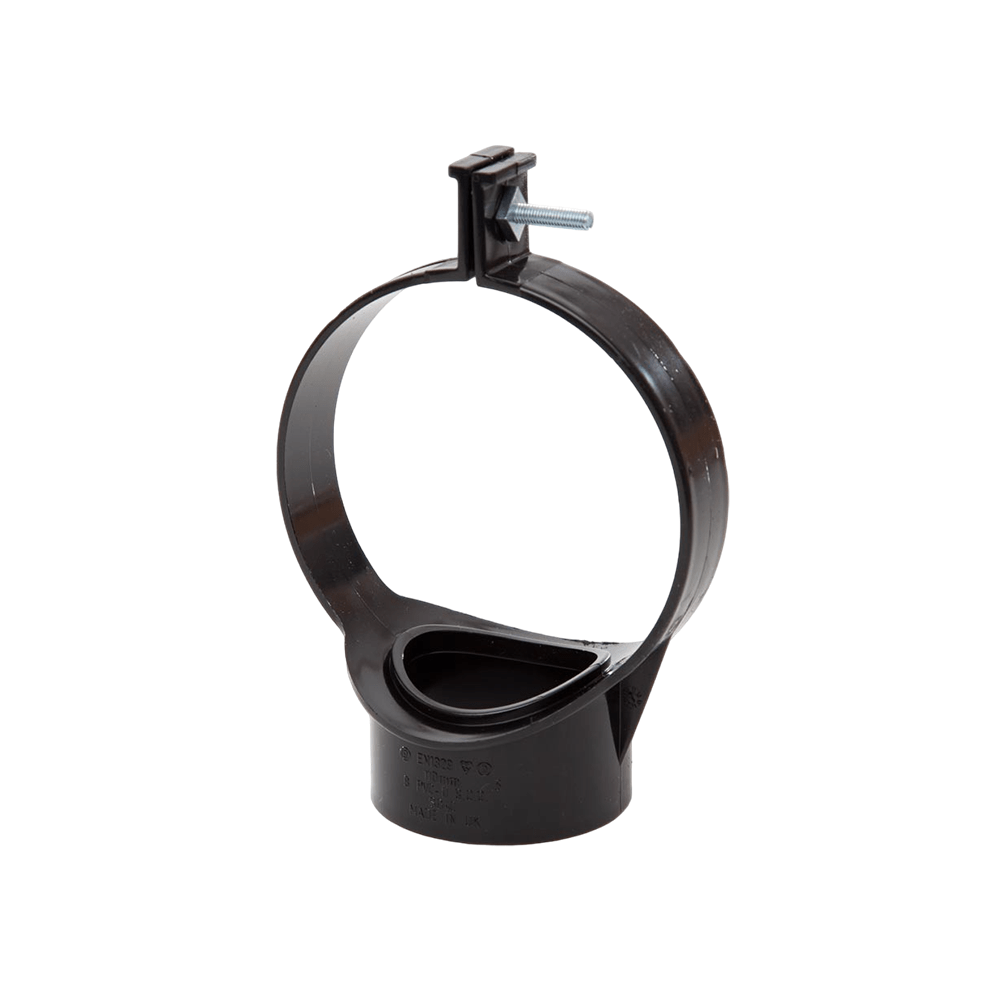 110mm strap-on boss soil pipe connector black UPVC