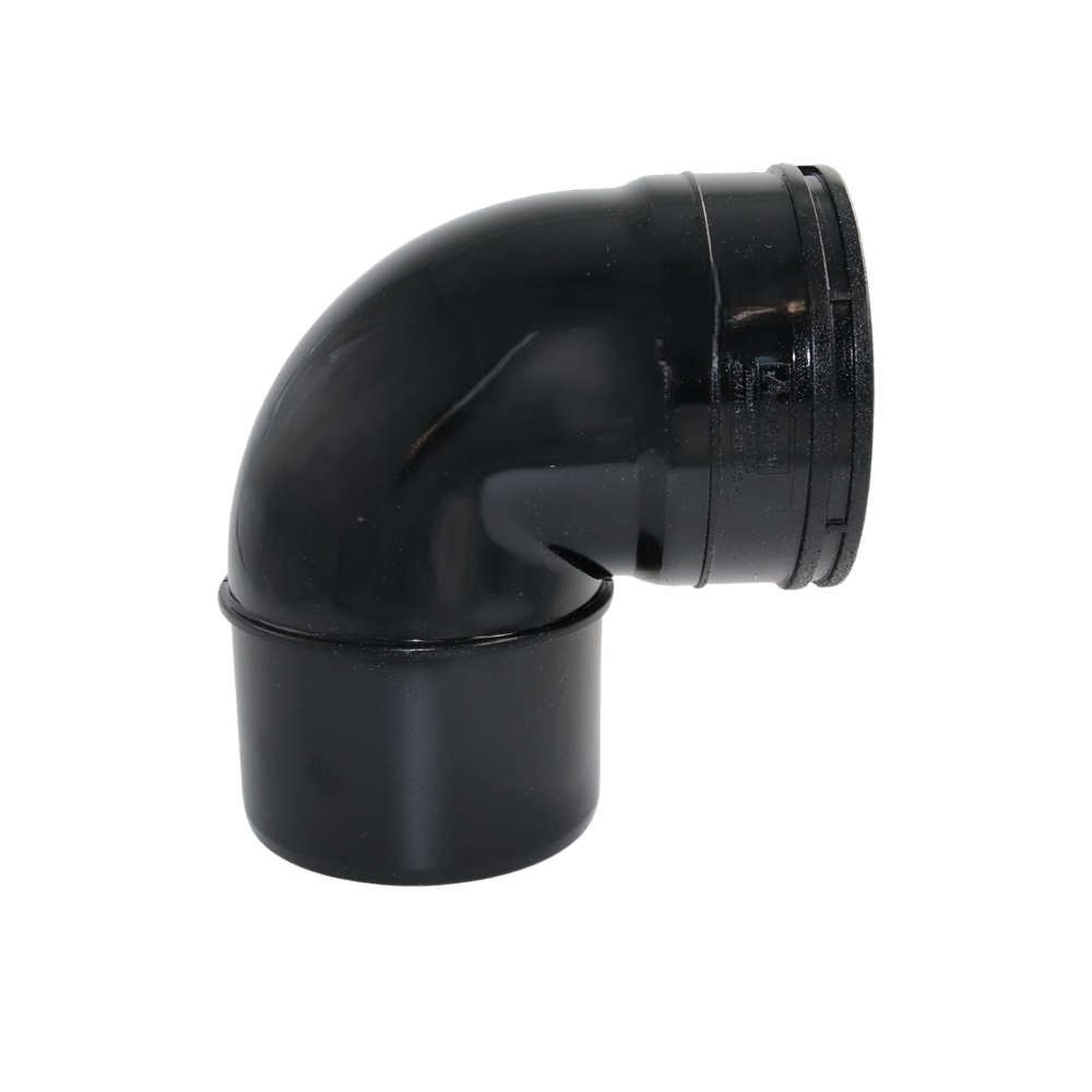 90 degree tight bend single socket 110mm soil pipe PVC-U black