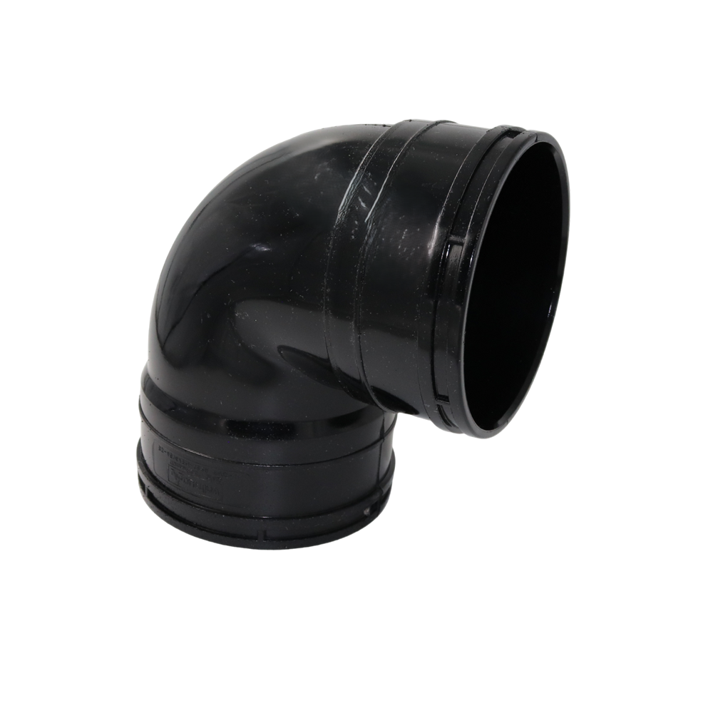 Double socket tight bend 90 degree 110mm soil pipe UPVC black