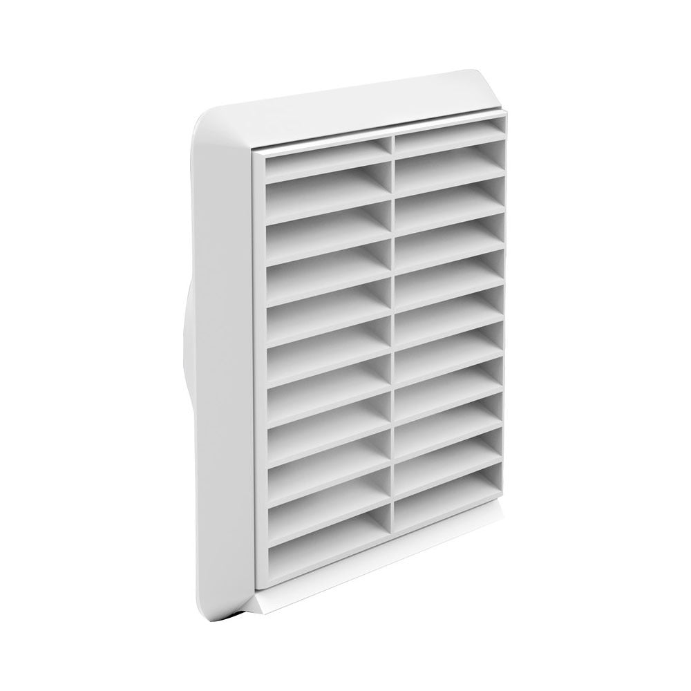 Square ducting louvred grille 154x154mm white plastic